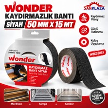 Sanplaza Wonder WBKS5015 Siyah Kaydırmazlık Bandı 50 mm x 15 mt Merdiven Zemin Güvenlik Bandı