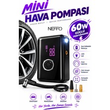 Neffo Şarjlı Hava Kompresörü 5000MAH | Taşınabilir Lastik Şişirme Pompası Universal Araçlar İçin Kılıf Hediyeli