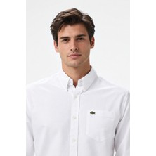 Lacoste Mens Regular Fit White Shirt Standart Kesim Organik Pamuk Erkek Gömlek Beyaz