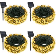 4'lü Güneş Enerjili Solar LED Işık Zinciri, Toplam 400 LED 48 Metre, IP65 Su Geçirmez, 8 Aydı