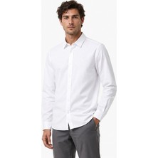Lacoste Mens Slim Fit White Cotton Shirt Dar Kesim Pamuklu Erkek Gömlek Beyaz