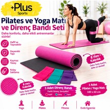 Plus Sport 10 mm Çift Taraflı Pilates Matı Yoga Matı Spor Minderi ve 3'lü Direnç Bandları ( Hafif - Orta - Sert )