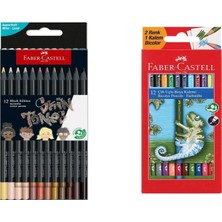 Faber Castell Kuru Boya Seti 12'li Black Edition Skin Tones Ten Renkleri ve 12'li Çift Taraflı 24 Renk Bicolor