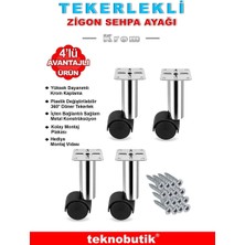 Stilaks 4 Adet 15CM Çap 32MM Metal Gövdeli Plastik Tekerlekli Mobilya Sehpa Ayağı