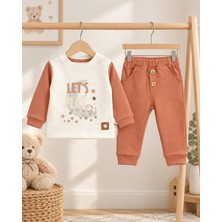 Bebek Star Let's Play Krem-Kiremit Bebek Eşofman Takım %100 Cotton