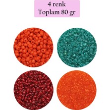 Dolozena Dökme Cam Kum Boncuk (11/0) 2 mm - 4 Renk - Toplam 80 Gram - BNC402