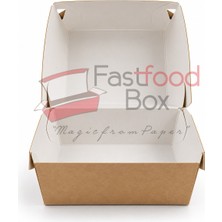 Fastfood Box Kraft Hamburger Kutusu 12X12X8 cm – Gıdaya Uygun – 100 Adet
