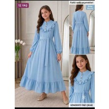 Medinem Butik Yakası Fırfırlı Çocuk Elbise