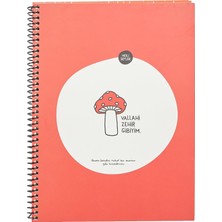 Hisli Şeyler 80 Yaprak Kareli Hafif Kağıt Stickerli Defter, Zehir Gibiyim, 18.5X25CM