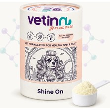 Vetinn Shine On - Köpek Deri ve Tüy Sağlığı Destekleyici, Toz Form, Dökülme Karşıtı, Tüy Parlaklığı, Kolay Taranan Tüyler