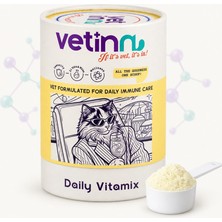 Vetinn Daily Vitamix - Kedi Vitamin Bağışıklık Desteği, Günlük Kullanım, Toz Form, 21 Vitamin ve Mineral