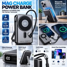 Jolita iPhone 12 Uyumlu 10000 Mah Manyetik Kablosuz Powerbank – 22.5W Hızlı Şarj, Standlı ve Dijital Göstergeli