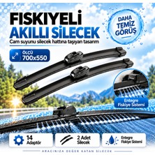 Solezon Maybach Tipi Fıskiyeli Akıllı Silecek Seti 2 Adet 14 Adaptörlü Ölçü: 700X550