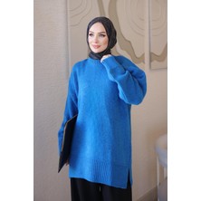 İmaj Butik Mavi Salaş Yumoş Triko Kazak