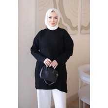 İmaj Butik Siyah Salaş Yumoş Triko Kazak