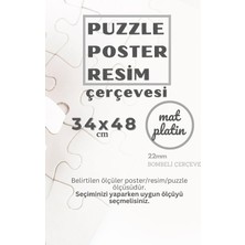 22LIK Kahverengi Puzzle Poster Resim Çerçevesi Pvcli Postersiz Resimsiz Çerçeve (Platin, 34X48)