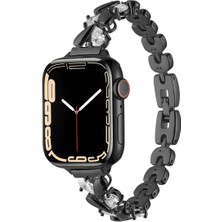 Halkhouse Apple Watch 2/3/4/5/6/7/8/9/se/ultra 2/42/44/45/49 ve Seri 10 46MM Kordon Metal Taşlı