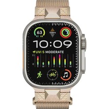 Halkhouse Apple Watch 2/3/4/5/6/7/8/9/se/ultra 2/42/44/45/49 ve Seri 10 46MM Kordon Metal Hasır Premium