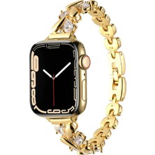 Halkhouse Apple Watch 2/3/4/5/6/7/8/9/se/ultra 2/42/44/45/49 ve Seri 10 46MM Kordon Metal Taşlı