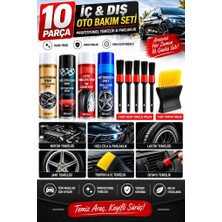 Depomega 10 Parça Full Oto Bakım Seti Motor Jant Lastik Temizleyici Hızlı Cila Torpido ve Detay Fırçası