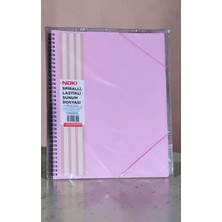 A4 Boyut Spiralli Lastikli Sunum Dosyası 40 Yaprak Pastel Pembe Telli Sunum Dosyası