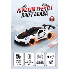 Farbu Oyuncak Uzaktan Kumandalı Kıvılcım Efekt Porsche Drift Yarış Arabası 4 Adet Yedek Lastik 26 cm Sesli Oyuncak