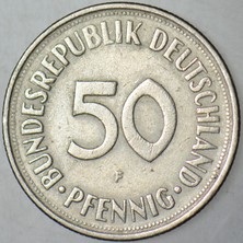 Banknoting Almanya 50 Pfennıg 1971 F. 1/2 Mark.