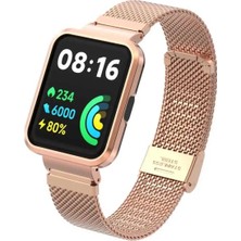 Halkhouse Xiaomi Redmi Watch 2 Lite Kordon Metal Klips Açılımlı Bükülmelere Dayanıklı Çerçeveli Dizayn