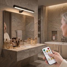 Ucuz Geldi Şarjlı Duvar Tipi LED Aplik 32 Cm, 3 Renk Işık Ayarlı (6400K/4000K/3200K), Cata Şahin Modern Siyah Kasa, Kablosuz Manyetik Tablo, Ayna, Yatak Başı ve Koridor Aydınlatması, 1.5W 5V Dc
