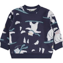 Civil Boys Civil Erkek Çocuk Kayak Ayı Baskılı Sweatshirt | 3 Ip Uzun Kol | Okul Kreş ve Günlük Kullanım - Lacivert