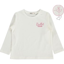 Civil Girls Civil Kız Çocuk Ballet Team Baskılı Sweatshirt | Okul Kreş ve Günlük Kullanım - Ekru