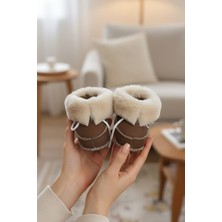 Ceyda Shoes Kreş,bebek,çocuk, Hakiki Deri, Yumuşak, Kaymaz Taban, Kürklü Ev Botu,panduf,patik