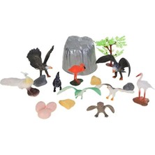 PopŞeker Hayvanlar Alemi Plastik Kuş Figür Oyuncak ve Oyun Matı Seti - 13 Parça Eğitici Oyuncak Seti