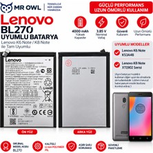 MR OWL Lenovo K6 Note K53A48 / K8 Note XT1902 Uyumlu BL270 4000 Mah Li-Ion Polymer Batarya
