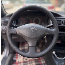 Stilix Garage Toyota Corolla 1993-1998  Araca Özel Dikmeli Direksiyon Kılıfı Nokta Düz Siyah Ipli