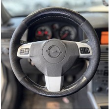 Stilix Garage Opel Astra H Araca Özel Direksiyon Kılıfı Siyah Dikişli ( Orjinal Derisi Sökülüp Yapılacaktır )