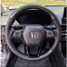 Stilix Garage Honda Civic Fe1 2021-2026 Araca Özel Kesim Kristal Karbon Direksiyon Kılıfı