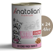 Anatolian Premium Tavuklu Parça Etli Yavru Kedi Konservesi 400 gr x 24 Adet (9,6 Kg)