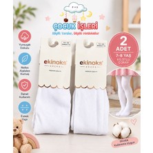 Çocuk İşleri 7-8 Yaş Beyaz Kız Çocuk Külotlu Çorap 2’li Paket