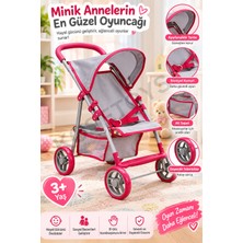 KoseToys Oyuncak Bebek Arabası Kaliteli Tenteli Yumuşak Ses Çıkarmayan Tekerler 55CM