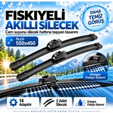 Solezon Maybach Tipi Fıskiyeli Akıllı Silecek Seti 2 Adet 14 Adaptörlü Ölçü: 550X450