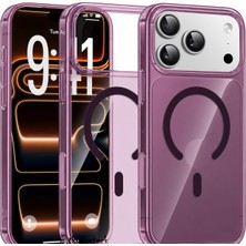 M.TK Moveteck iPhone 18 Pro Max & 17 Pro Max Uyumlu Kılıf Magsafe Wireless Kablosuz Şarj Destekli Sert Renkli Şeffaf Darbe Emici Kapak Dark Cherry Bordo