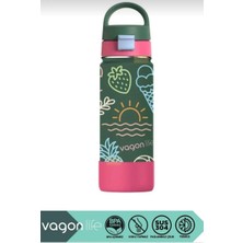 Senacacollection 550ML Desenli Pipetli/pipetsiz Kullanım Kulplu Kaymaz Tabanlı Paslanmaz Çelik Termos