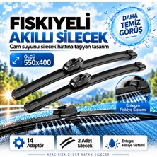 Solezon Maybach Tipi Fıskiyeli Akıllı Silecek Seti 2 Adet 14 Adaptörlü Ölçü: 550X400