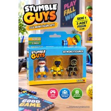 Toyfest Stumble Guys 3'lü Mini Figür Seti Megalodon Hazmat NBC Glowman Orijinal Seri 1 - 5 cm