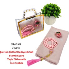 Sedef Çantalı Şeffaf Hediyelik Set Eşarp Tesbih Zikirmatik