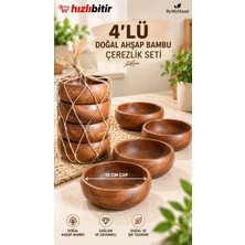 Bymyhand Bambu Doğal Ahşap Yuvarlak Çerezlik 4'lü Set Çap 10 cm
