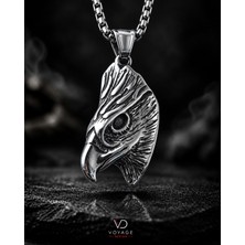 Voyage Accessory Paslanmaz Çelik Kartal Başı Gümüş Renk Kararmaz Çelik Kartal Kolye