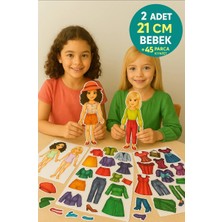 Toyfest Lizzy Games Mıknatıslı Kız Giydirme Eğitici Oyun Seti - 2 Model Bebek 21 cm + 45 Parça Kıyafet Aks.