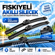 Solezon Maybach Tipi Fıskiyeli Akıllı Silecek Seti 2 Adet 14 Adaptörlü Ölçü: 450X450